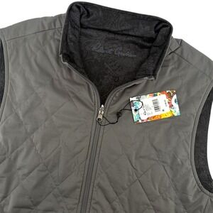 Robert Graham Mens Lawson Quilted Reversible Vest‎ Paisley Print Size L Gray